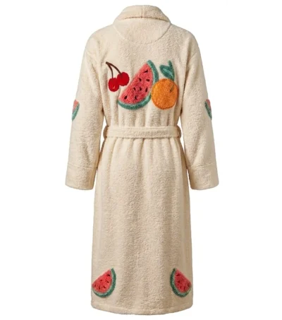 Ivory Fresh Fruit Chenille Bathrobe back