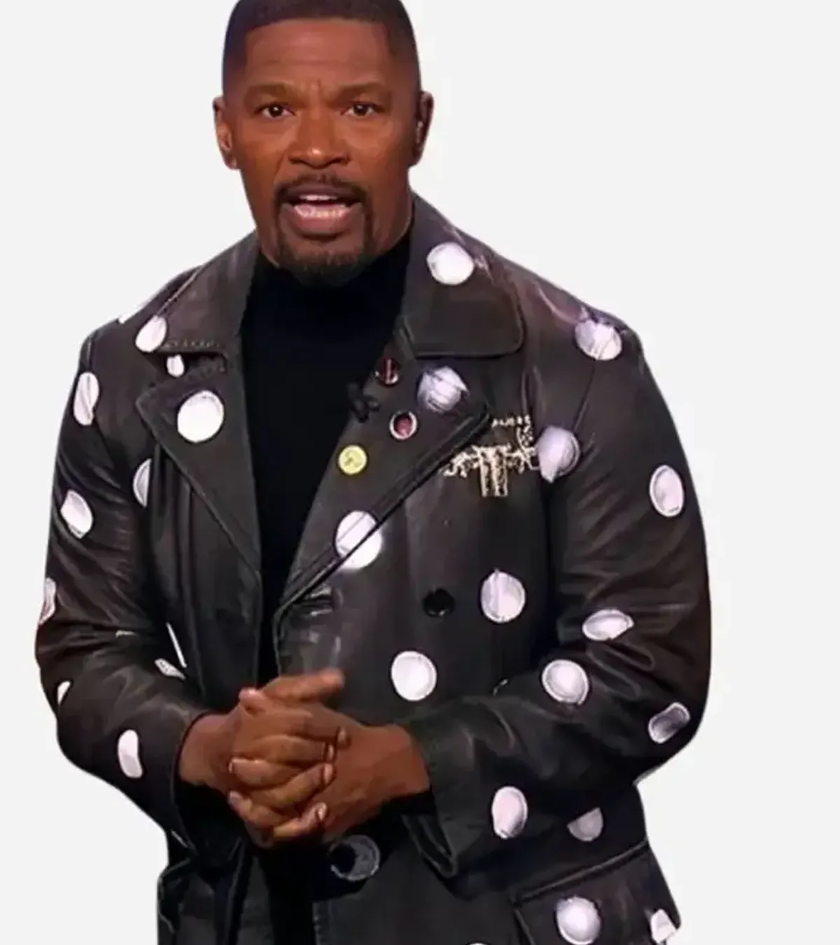 Jamie Foxx Beat Shazam S08 Polka Dot Leather Coat