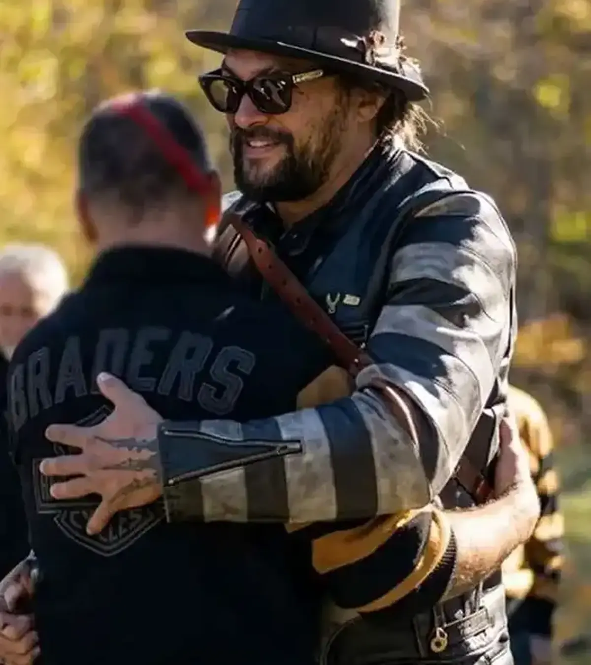 Jason Momoa TV Series On The Roam 2026 Vintage Striped Leather Jacket On Sale