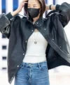 Jeon Ji-hyun Incheon International Airport 2026 Oversized Black Bomber Leather Jacket On Sale