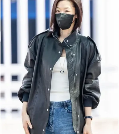 Jeon Ji-hyun Incheon International Airport Leather Jacket