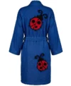Lady Bug Tufted Chenille Bathrobe Kimono Style Blue back