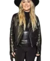 Lainey Wilson Country Power Players Black Fringe Leather Biker Jacket Sale