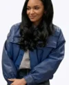 Lizzie Mathis Honest Renovations S04 Blue Leather Jacket