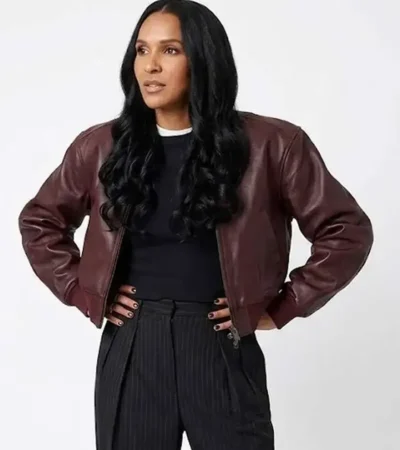 Lizzy Mathis Honest Renovations S04 Burgundy Leather Jacket