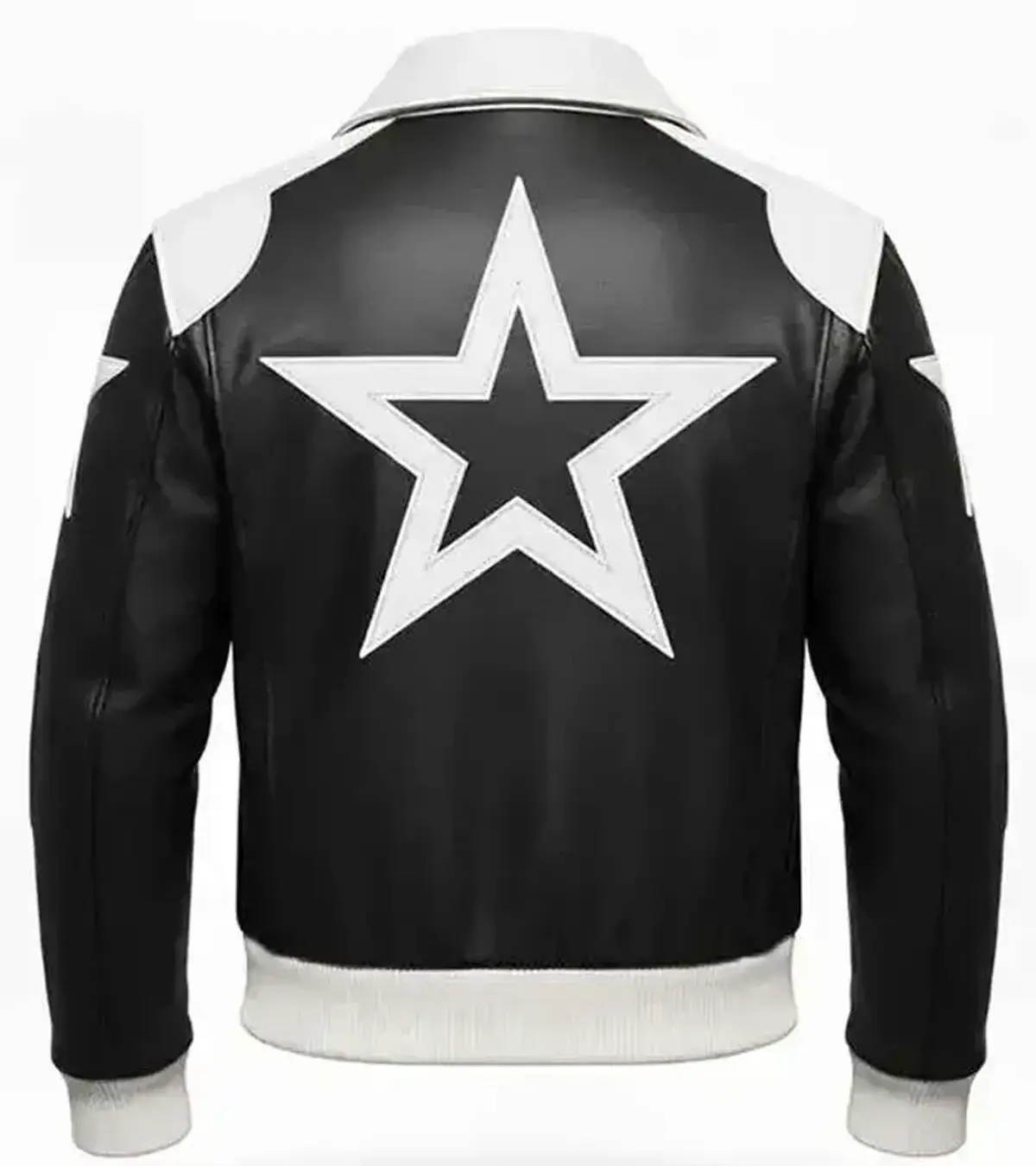 Marty Supreme Star Timothée Chalamet Black and White Bomber Leather Jacket For Sale