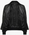 Mens Black Minimal Leather Bomber Jumper Jacket inner