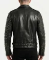 Mens Black Spiked Studded Leather Biker Jacket back