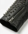 Mens Black Spiked Studded Leather Biker Jacket cuffs