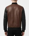 Men's Black and Brown Two Tone Leather Bomber Jacket back