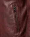 Mens Burgundy Diamond Quilted Leather Jacket side pocket