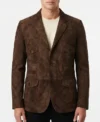 Mens Classic Brown Suede Leather Blazer