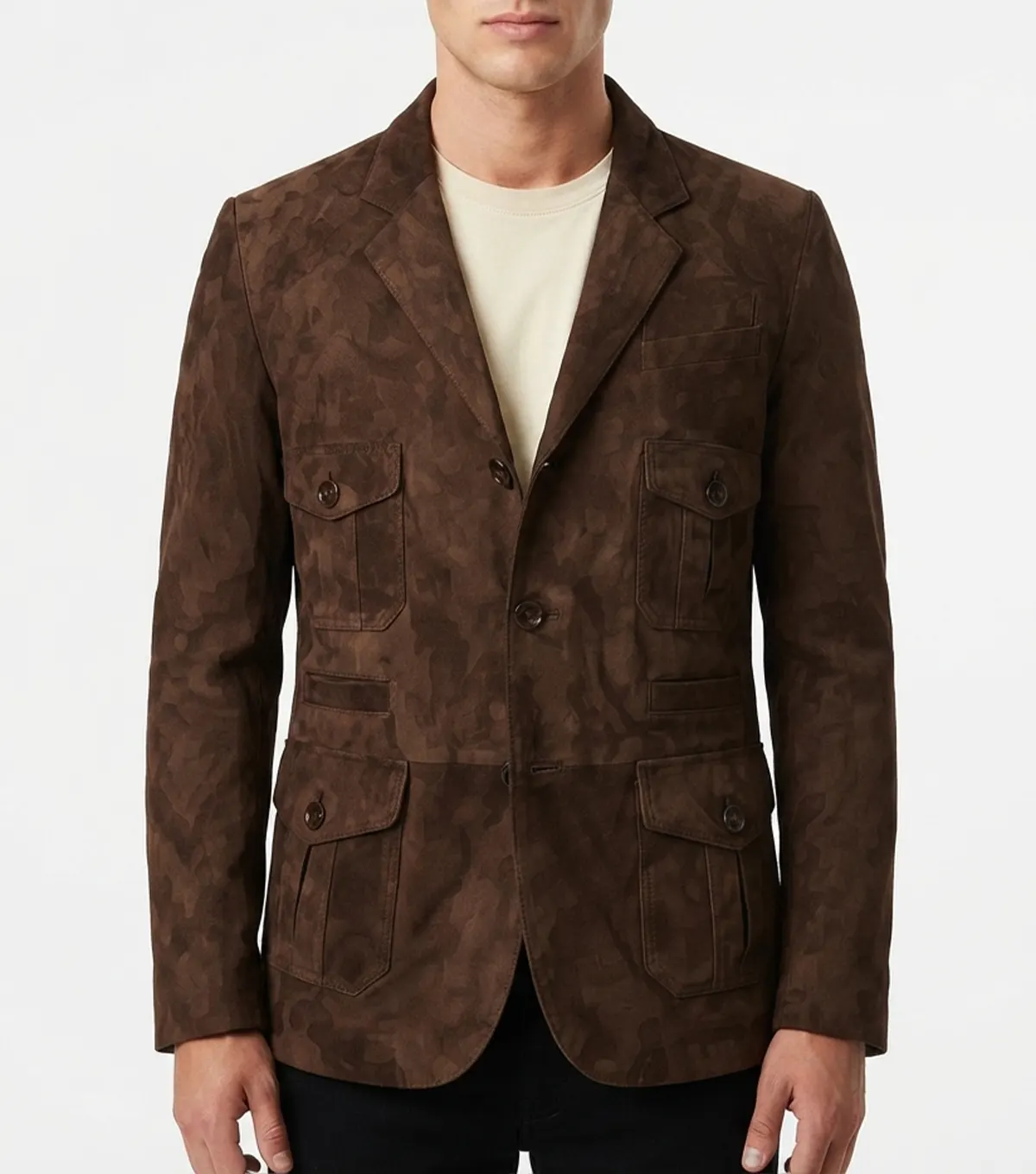 Mens Classic Brown Suede Leather Blazer