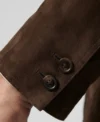 Mens Classic Brown Suede Leather Blazer cuffs