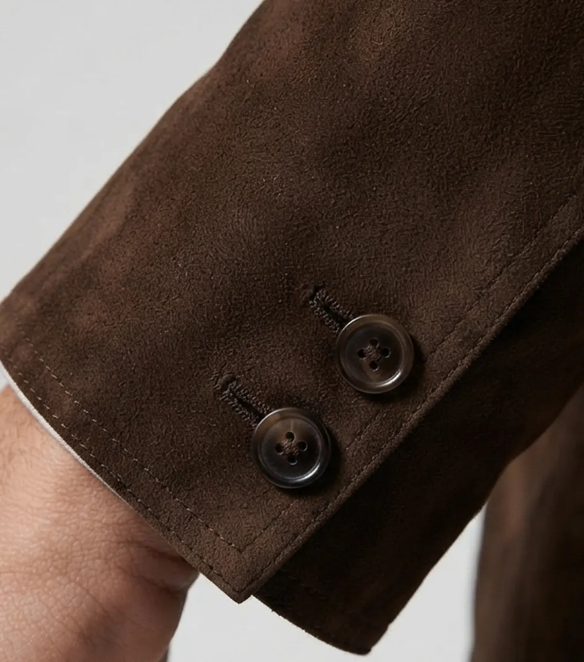 Mens Classic Brown Suede Leather Blazer cuffs