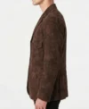 Mens Classic Brown Suede Leather Blazer side view