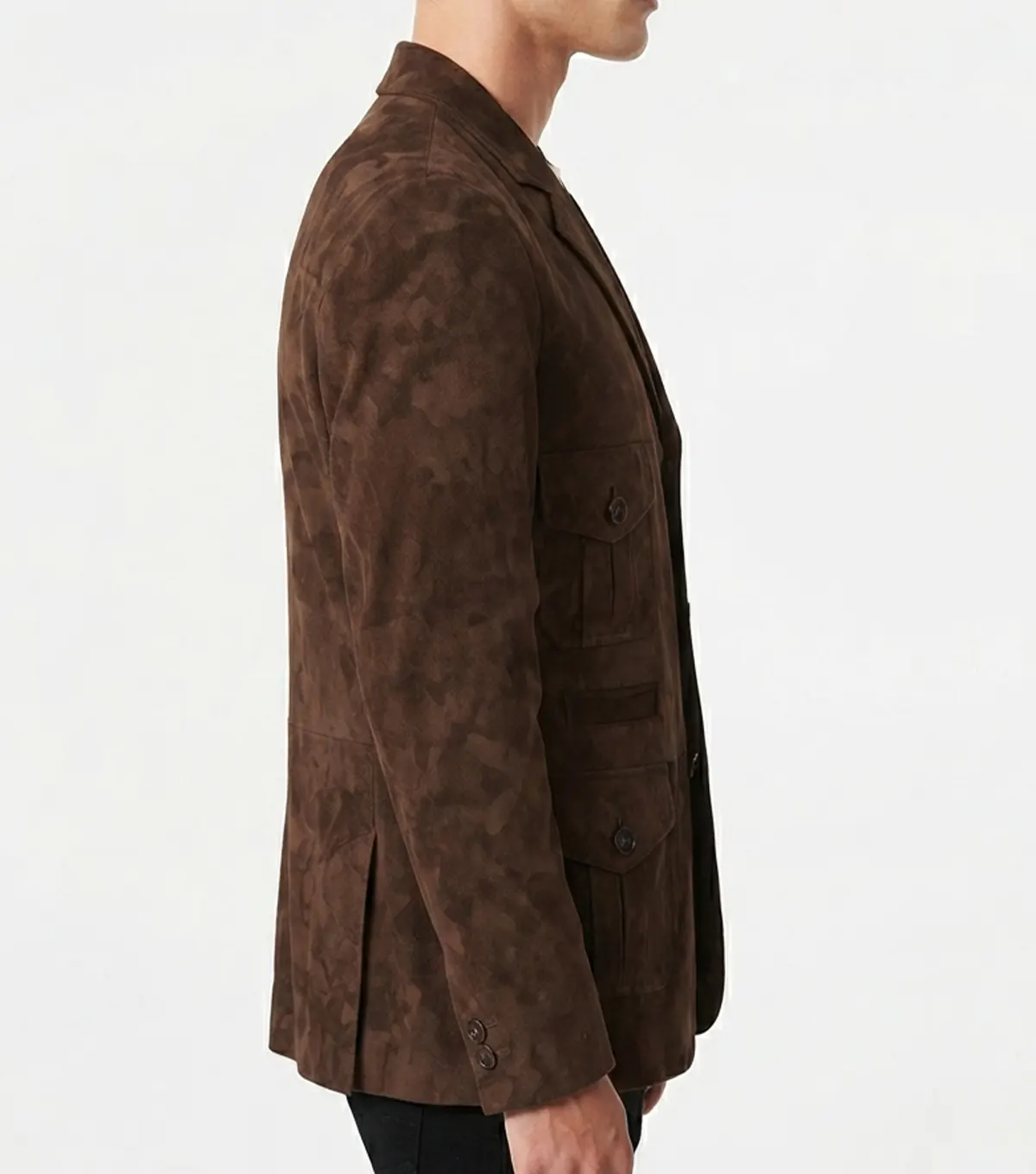 Mens Classic Brown Suede Leather Blazer side