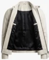 Mens Classic White Real Leather Cafe Racer Jacket inner