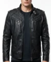 Men's Slim Fit Black Biker Leather Jacket