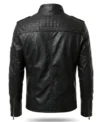 Men's Slim Fit Black Biker Leather Jacket back view