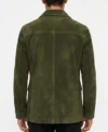 Mens Vintage Army Green Suede Leather Multi Pocket Blazer back