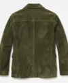 Mens Vintage Army Green Suede Leather Multi Pocket Blazer back view