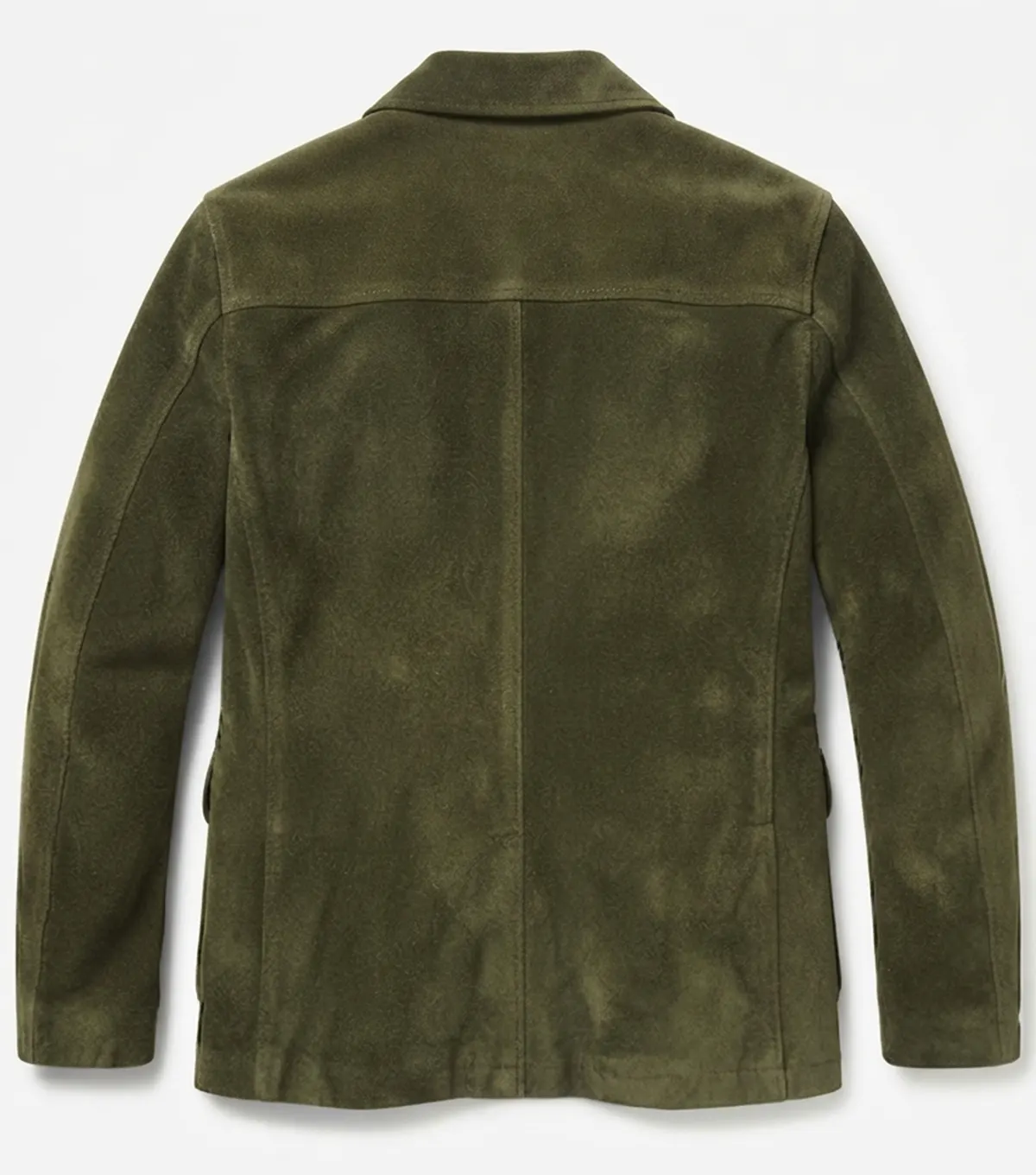 Mens Vintage Army Green Suede Leather Multi Pocket Blazer back view