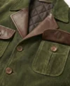 Mens Vintage Army Green Suede Leather Multi Pocket Blazer close shoot