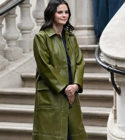 Only Murders in the Building S06 Selena Gomez Green Leather Coat