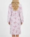Pink Bow Print Shawl Collar Fleece Bathrobe back view