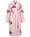Pink Sage Green Fresh Fruit Chenille Bathrobe