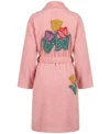 Pink Tiptoe Thru the Tulips Chenille Bathrobe back