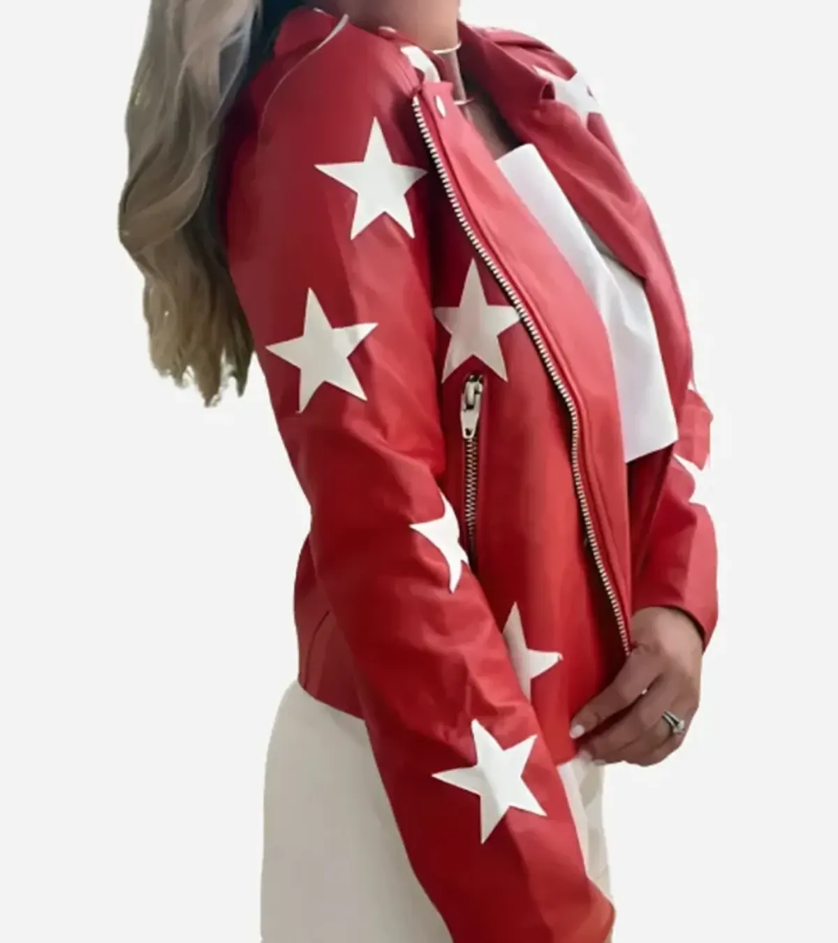 Polly Brindle Battle Camp S01 Red Star Leather Jacket For Sale