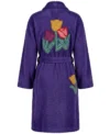Purple Tiptoe Thru the Tulips Chenille Bathrobe back