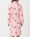 Rose Floral Print Shawl Collar Fleece Bathrobe back