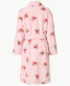 Rose Floral Print Shawl Collar Fleece Bathrobe back view