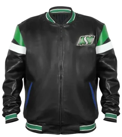 Saskatchewan Roughriders Black Leather Jacket