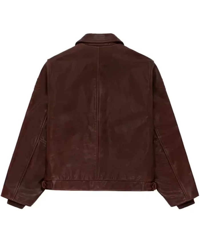 Shop Aime Leon Dore Vanson Pony Hair Bones White and Brown Jacket On Sale Back