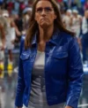 Stephanie White WNBA Playoffs Blue Cropped Leather Jacket For Sale