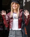 Suki Waterhouse Notting Hill 2026 Burgundy Leather Jacket