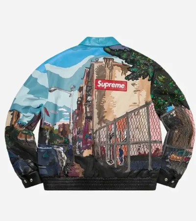 Supreme x Jeff Hamilton Ridge Street NYC Graphic Bomber Leather Jacket On Sale