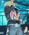 The R&B Tour Toronto Chris Brown Red And Black Moto Leather Jacket On Sale