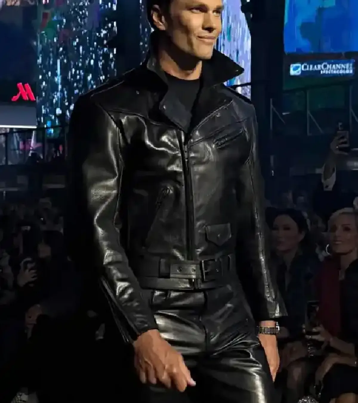 Tom Brady Gucci Resort 2026 Black Leather Jacket For Sale