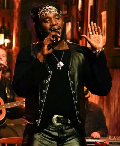 Tv Show The Tonight Show Starring Jimmy Fallon S13 Shaboozey Black Leather Vest Front