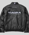 Vintage Drake Viagra Racing Black Leather Jacket For Sale