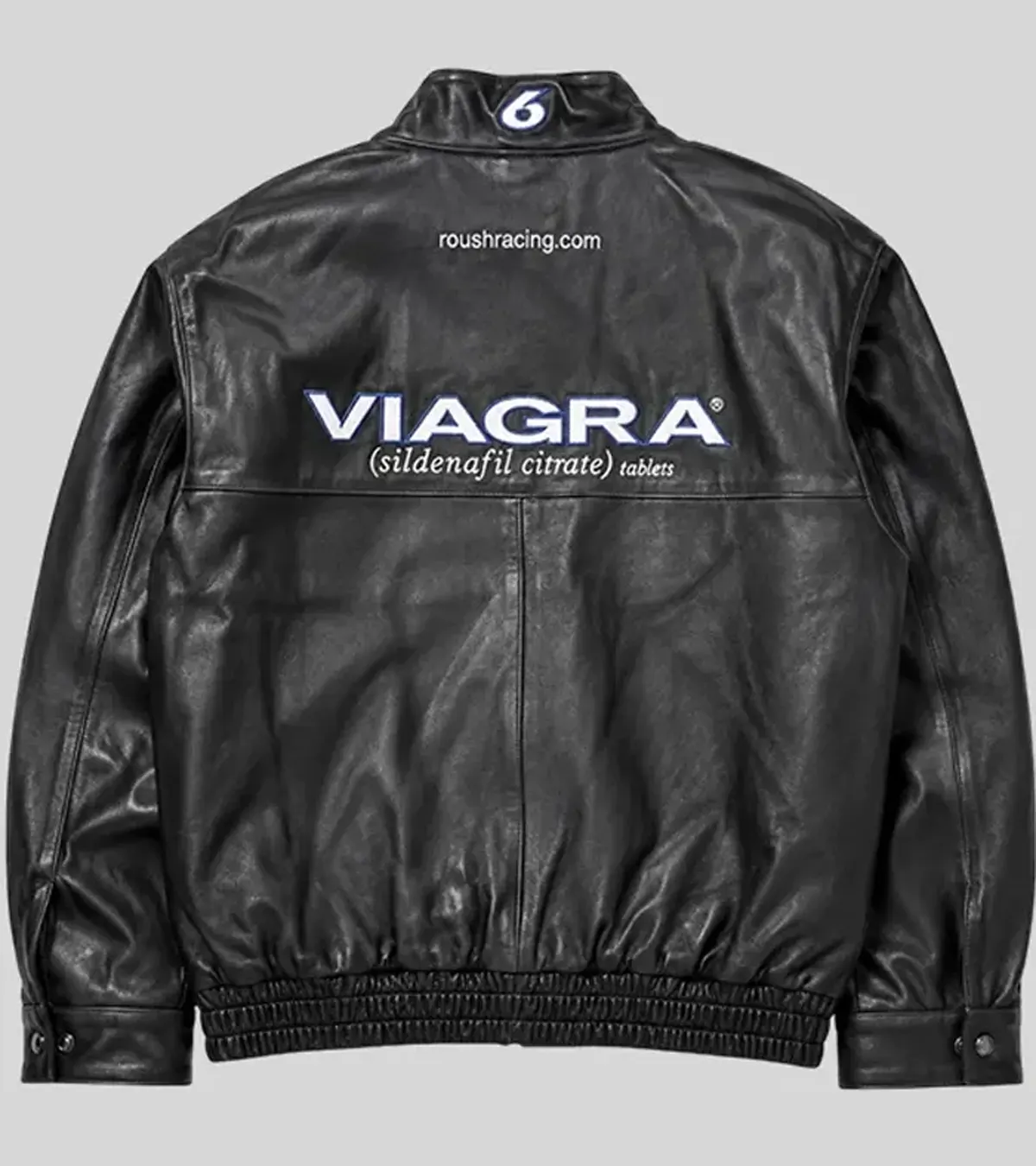 Vintage Drake Viagra Racing Black Leather Jacket For Sale