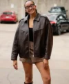 WNBA Pregame Haley Jones Brown Jacket