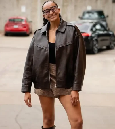 WNBA Pregame Haley Jones Brown Jacket