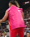 WWE Monday Night RAW Seth Rollins Pink and Red Leather Vest Back