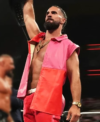 WWE Monday Night RAW Seth Rollins Pink and Red Leather Vest Right
